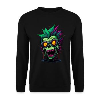 Bunter cooler Zombie - Unisex Pullover - Schwarz - Vorne - Alina (178cm) & Michal (187cm)