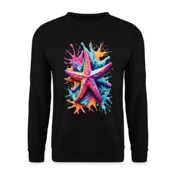 Seesterne im Meer, Aquarelle, See, Wasser - Unisex Pullover - Schwarz - Vorne - Alina (178cm) & Michal (187cm)