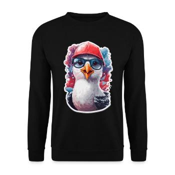 Seagull Cool avec casquette de baseball et lunettes de soleil - Sweat-shirt Unisexe - noir - Devant - Alina (178cm) & Michal (187cm)
