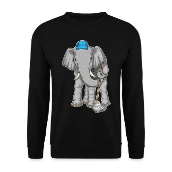 Elephant Cleaner Mop - Unisex Sweatshirt - black - Front - Alina (178cm) & Michal (187cm)