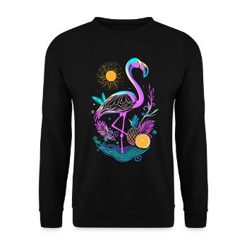 Flamingo Ananas Früchte - Unisex Pullover - Schwarz - Vorne - Alina (178cm) & Michal (187cm)