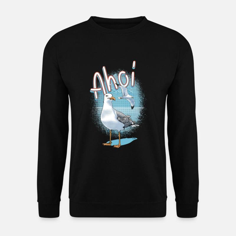 Ahoi Seemöwe Illustration - Unisex Pullover - Schwarz