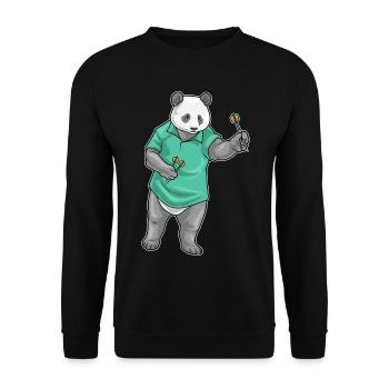 Panda Dart Dartpfeil - Unisex Sweatshirt - black - Front - Alina (178cm) & Michal (187cm)