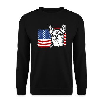 Chihuahua US Amérique Drapeau Chiens Chien Wilsigns - Sweat-shirt Unisexe - noir - Devant - Alina (178cm) & Michal (187cm)