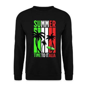 Sommer T-Shirt Unisex Surfer Strand Design Italien - Unisex Pullover - Schwarz - Vorne - Alina (178cm) & Michal (187cm)