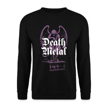 Dark Angel mit Death Metal Gothic T-Shirt Design - Unisex Pullover - Schwarz - Vorne - Alina (178cm) & Michal (187cm)
