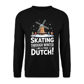 Patiner en hiver comme un vrai Hollandais - Sweat-shirt Unisexe - noir - Devant - Alina (178cm) & Michal (187cm)