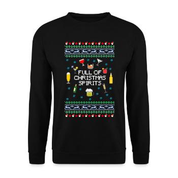 Full of Xmas Spirits Ugly Christmas - Unisex Sweatshirt - black - Front - Alina (178cm) & Michal (187cm)