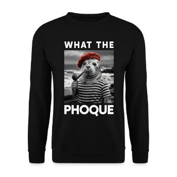 Was der Stolz des Robbenbaskischen Landes Barett-Humor - Unisex Pullover - Schwarz - Vorne - Alina (178cm) & Michal (187cm)