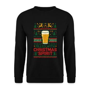 Filled With Christmas Spirit - Unisex Pullover - Schwarz - Vorne - Alina (178cm) & Michal (187cm)
