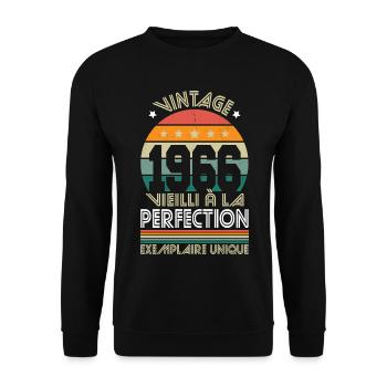 1966 – Vintage – Exemplaire unique - Sweat-shirt Unisexe - noir - Devant - Alina (178cm) & Michal (187cm)