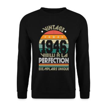 1946 – Vintage – Exemplaire unique - Sweat-shirt Unisexe - noir - Devant - Alina (178cm) & Michal (187cm)