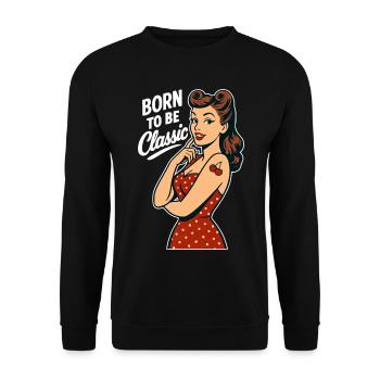 Cadeau rétro classique né de la Pin-Up Rockabilly - Sweat-shirt Unisexe - noir - Devant - Alina (178cm) & Michal (187cm)