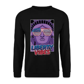 Liberty Vibes Freiheitsstatue - Unisex Pullover - Schwarz - Vorne - Alina (178cm) & Michal (187cm)
