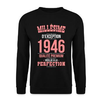 1946 – Millésime d’exception – Qualité premium - Sweat-shirt Unisexe - noir - Devant - Alina (178cm) & Michal (187cm)