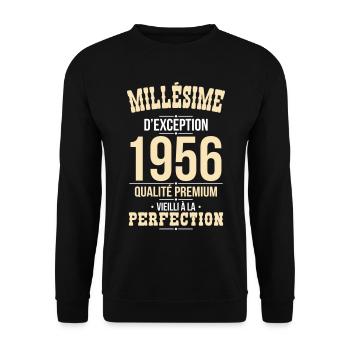 1956 – Millésime d’exception – Qualité premium - Sweat-shirt Unisexe - noir - Devant - Alina (178cm) & Michal (187cm)