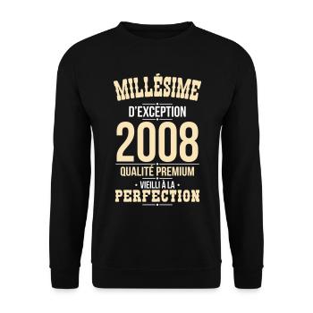 2008 – Millésime d’exception – Qualité premium - Sweat-shirt Unisexe - noir - Devant - Alina (178cm) & Michal (187cm)