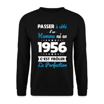 Né en 1956 – Frôler la perfection  - Sweat-shirt Unisexe - noir - Devant - Alina (178cm) & Michal (187cm)