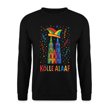 Kölle Alaaf Kostüm Kölner Dom Köln Karneval bunt - Unisex Pullover - Schwarz - Vorne - Alina (178cm) & Michal (187cm)