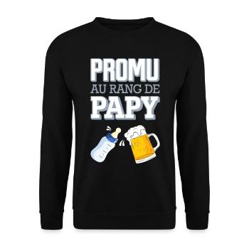 Promu au Rang de Papy Humour Naissance Bébé - Sweat-shirt Unisexe - noir - Devant - Alina (178cm) & Michal (187cm)