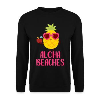 Aloha Beaches Coole Ananas Badeurlaub Sommermotiv - Unisex Pullover - Schwarz - Vorne - Alina (178cm) & Michal (187cm)