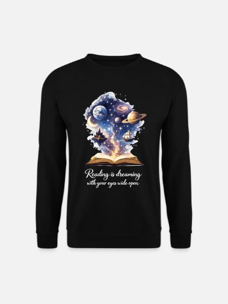 Reading is dreaming - Magic Book & Stars - Unisex Sweatshirt - black