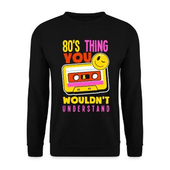 Retour rétro au design vintage des années 80 - Sweat-shirt Unisexe - noir - Devant - Alina (178cm) & Michal (187cm)