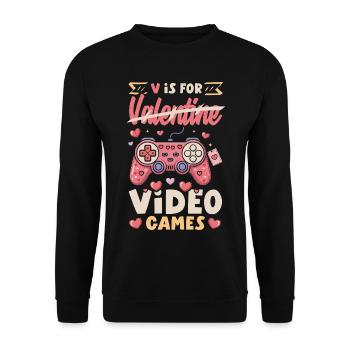 Retro Heart Valentine's Day Design Love - Unisex Sweatshirt - black - Front - Alina (178cm) & Michal (187cm)
