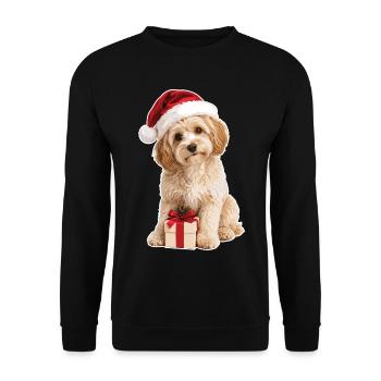 Petit chien de Noël mignon avec cadeau - Sweat-shirt Unisexe - noir - Devant - Alina (178cm) & Michal (187cm)