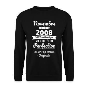 18. Geburtstag – November 2008 Original - Unisex Pullover - Schwarz - Vorne - Alina (178cm) & Michal (187cm)