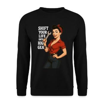 Pin-up Girl Car Mechanic: Shift Your Life - Unisex Sweatshirt - black - Front - Alina (178cm) & Michal (187cm)