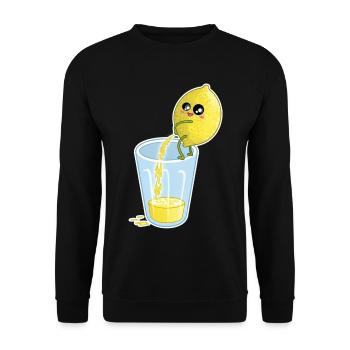 Lemon Makes Juice – Funny Cartoon - Unisex Sweatshirt - black - Front - Alina (178cm) & Michal (187cm)