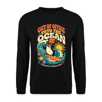 Penguin on vacation – Out of Office - Unisex Sweatshirt - black - Front - Alina (178cm) & Michal (187cm)