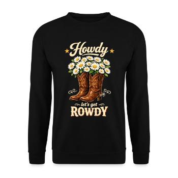 JGA Cowboy Girl Howdy Team Braut Western T-Shirt - Unisex Pullover - Schwarz - Vorne - Alina (178cm) & Michal (187cm)