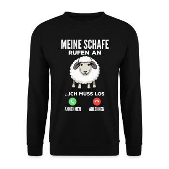 Anruf Meiner Schafe - Annehmen Ablehnen - Unisex Pullover - Schwarz - Vorne - Alina (178cm) & Michal (187cm)