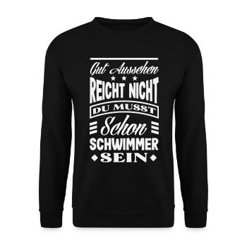 Schwimmsport Schwimmer Spruch Geschenk - Unisex Pullover - Schwarz - Vorne - Alina (178cm) & Michal (187cm)