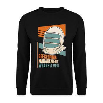 Imkerhumor – Beekeeping Management Wears a Veil - Unisex Pullover - Schwarz - Vorne - Alina (178cm) & Michal (187cm)