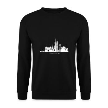 Köln Sehenswürdigkeiten Skyline Geschenk - Unisex Pullover - Schwarz - Vorne - Alina (178cm) & Michal (187cm)