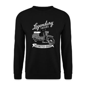 Simson Schwalbe Moped DDR - Unisex Pullover - Schwarz - Vorne - Alina (178cm) & Michal (187cm)