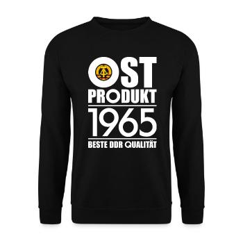 OSTPRODUKT 1965 DDR OSSI 61. GEBURTSTAG - Unisex Pullover - Schwarz - Vorne - Alina (178cm) & Michal (187cm)