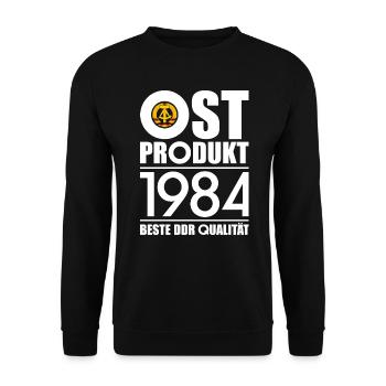 OSTPRODUKT 1984 DDR OSSI 42. GEBURTSTAG - Unisex Pullover - Schwarz - Vorne - Alina (178cm) & Michal (187cm)