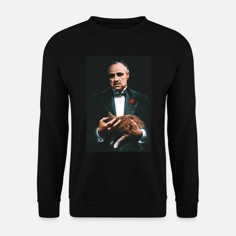 Der Pate The Godfather Don Corleone Mit Katze - Unisex Pullover - Schwarz