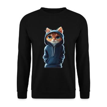 Bockige Katze mit Pullover - Unisex Pullover - Schwarz - Vorne - Alina (178cm) & Michal (187cm)
