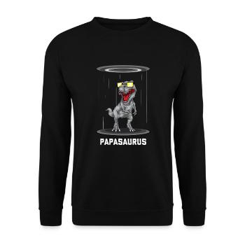 Papasaurus Rex - Vatertag Herrentag Männertag Papa - Unisex Pullover - Schwarz - Vorne - Alina (178cm) & Michal (187cm)