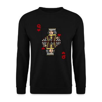 Heart Lady Poker Card Halloween Costume Funny - Unisex Sweatshirt - black - Front - Alina (178cm) & Michal (187cm)