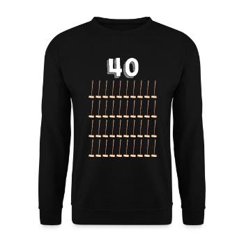 40 Balais Cadeau D'Anniversaire Humour - Sweat-shirt Unisexe - noir - Devant - Alina (178cm) & Michal (187cm)