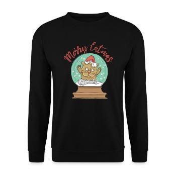 Merry Catmas - Christmas, Cat in Snow Globe - Unisex Sweatshirt - black - Front - Alina (178cm) & Michal (187cm)