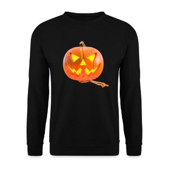 Halloween pumpkin carried by the Grim Reaper - Unisex Sweatshirt - black - Front - Alina (178cm) & Michal (187cm)