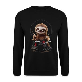 Faultier Schlagzeug - Unisex Pullover - Schwarz - Vorne - Alina (178cm) & Michal (187cm)