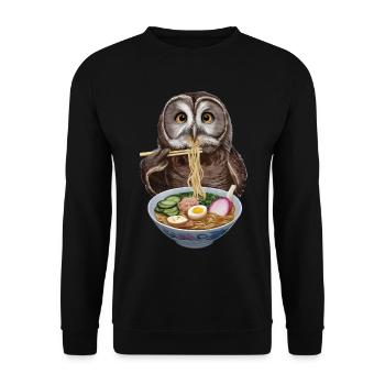 Eule Ramen - Unisex Pullover - Schwarz - Vorne - Alina (178cm) & Michal (187cm)